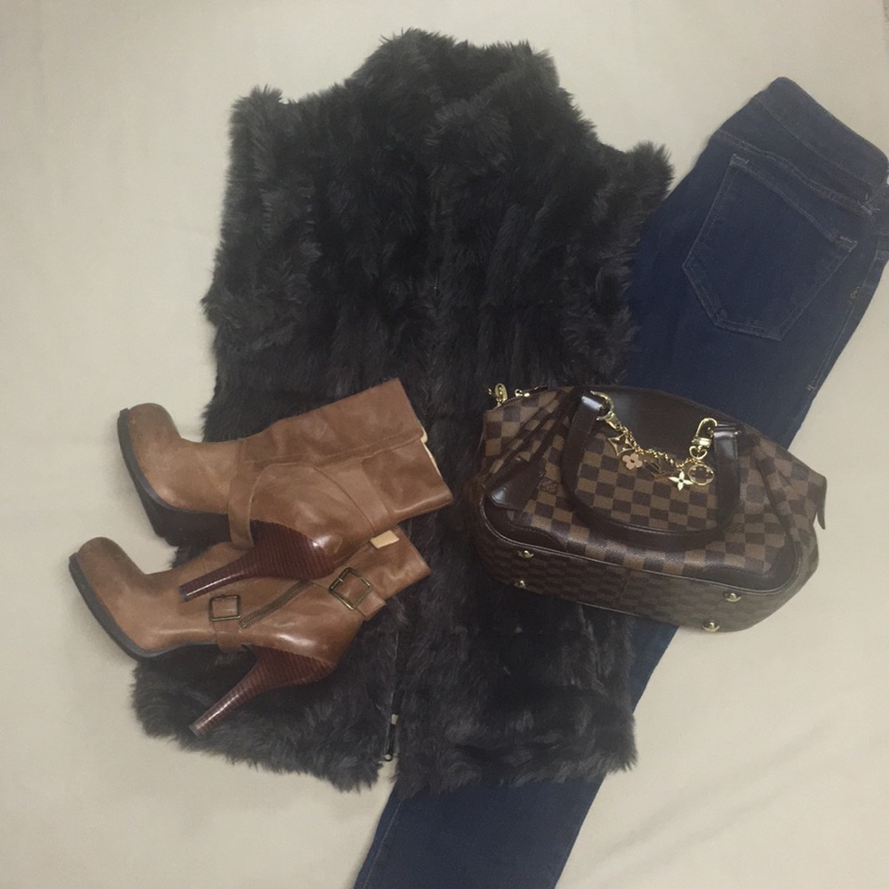 Faux Fur and vegan leather reversible vest